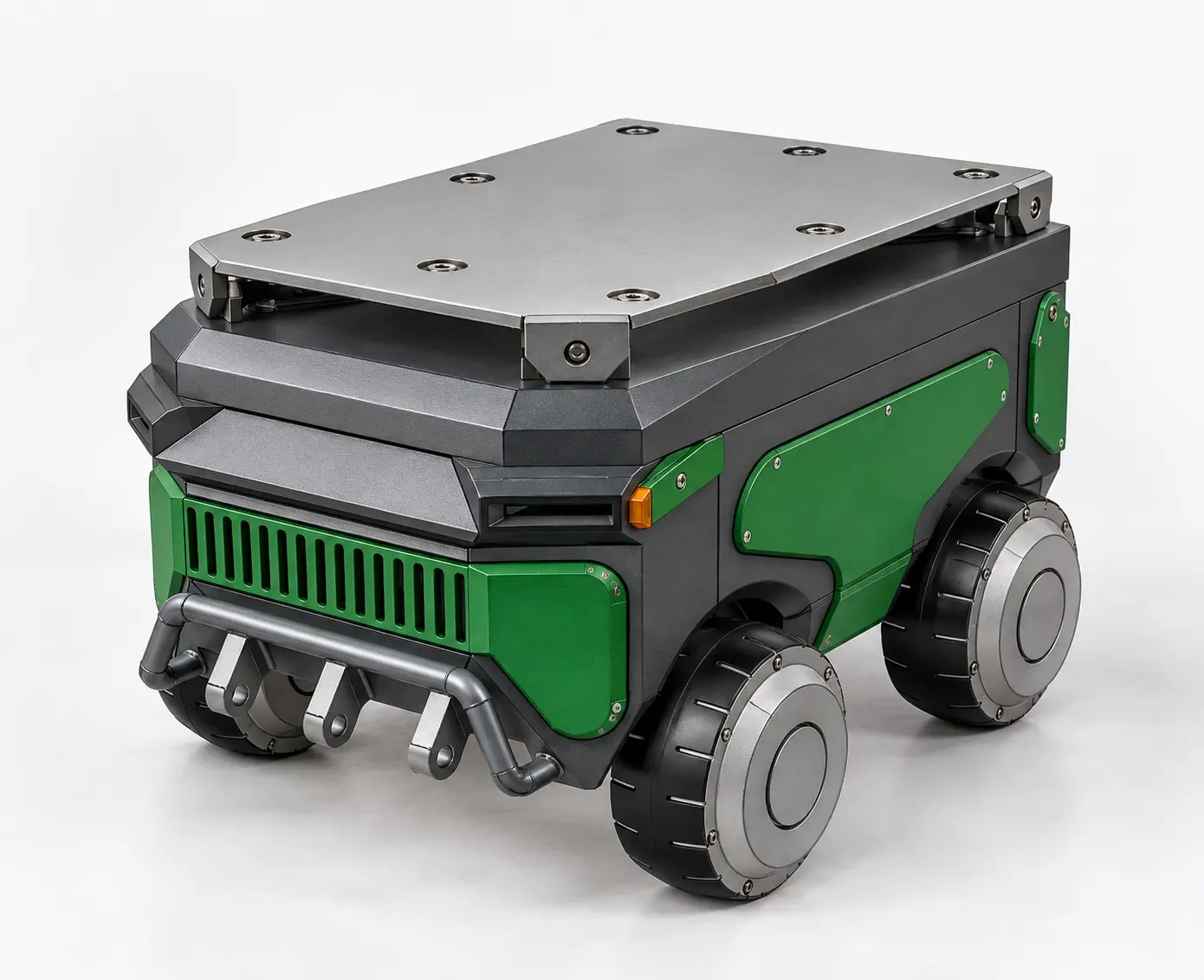 FieldScout robot concept with four wheels and modular upper deck