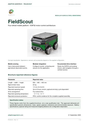 First page of the FieldScout robot datasheet