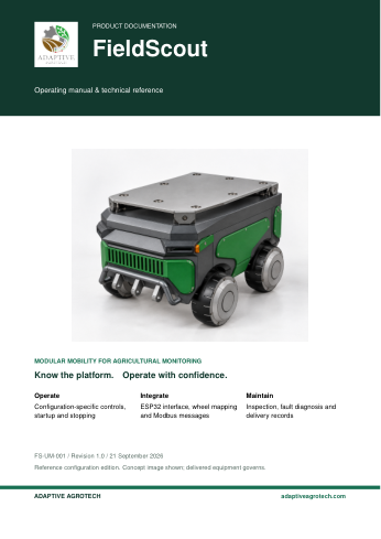 First page of the FieldScout user & technical manual
