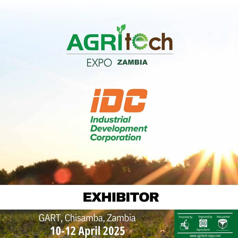 Official IDC exhibitor graphic for AgriTech Expo Zambia, 10–12 April 2025