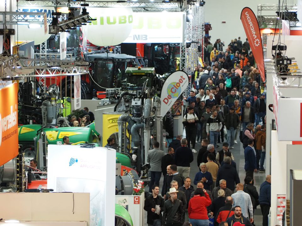 Exhibition floor at EIMA International 2024 in Bologna; event context photograph