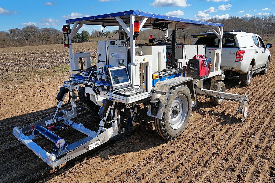 RapidMapper sensor platform attached to a pickup on a soil test track