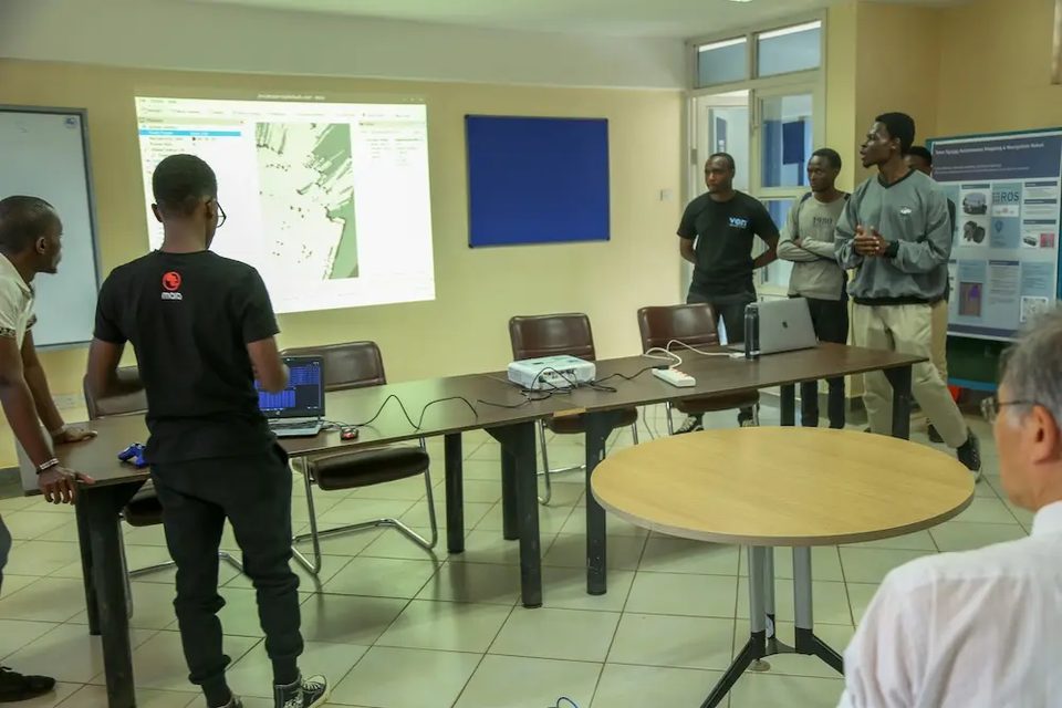 Students present their mapping work during the 2024 Robotics Dojo competition.